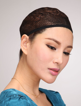 ウィックアクセサリー　2025　メッシュ　合成ブラックウィックキャップ