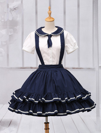 【日本製】ネックロリータスカート　2025　ピュアコットン　ストラップ　アイドル衣装