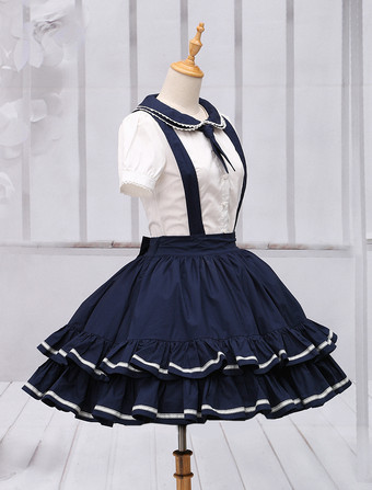【日本製】ネックロリータスカート　2025　ピュアコットン　ストラップ　アイドル衣装
