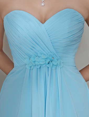 ブライズメイドドレス エンパイアライン フォーマルドレス シフォン ブルーのブライズメイドドレス バックレス ノースリーブ お呼ばれ 二次会 結婚式 Aライン ハートカットネック アクアグリーン ロング丈 演奏会 ウェディング ウェディングパーティードレス