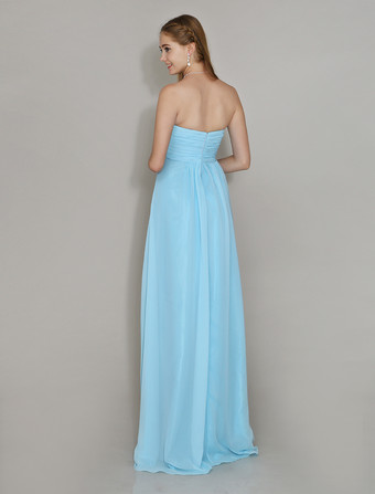 ブライズメイドドレス エンパイアライン フォーマルドレス シフォン ブルーのブライズメイドドレス バックレス ノースリーブ お呼ばれ 二次会 結婚式 Aライン ハートカットネック アクアグリーン ロング丈 演奏会 ウェディング ウェディングパーティードレス