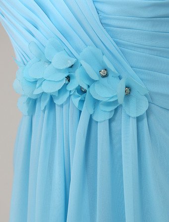 ブライズメイドドレス エンパイアライン フォーマルドレス シフォン ブルーのブライズメイドドレス バックレス ノースリーブ お呼ばれ 二次会 結婚式 Aライン ハートカットネック アクアグリーン ロング丈 演奏会 ウェディング ウェディングパーティードレス