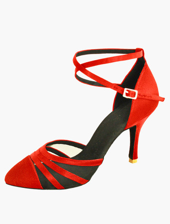 アンクルストラップ　ラテンダンスサンダル　2026　サテン　ボールルームシューズ　