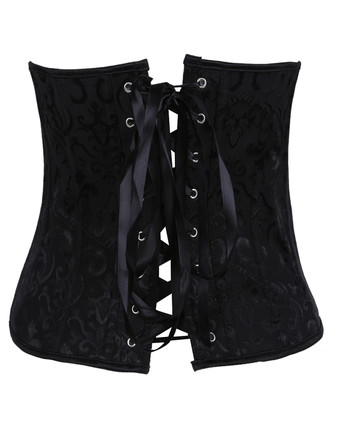 オーバーバストコルセット　ブラック　女性　ビスチェ　セクシー　ジャガード織　レースアップ　