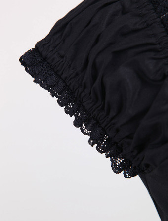 ゴスロリ ワンピースOP　ブラック　スクエアネック　半袖　フリルアイドル衣装　リボンタイロリータワンピース