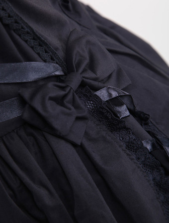 ゴスロリ ワンピースOP　ブラック　スクエアネック　半袖　フリルアイドル衣装　リボンタイロリータワンピース