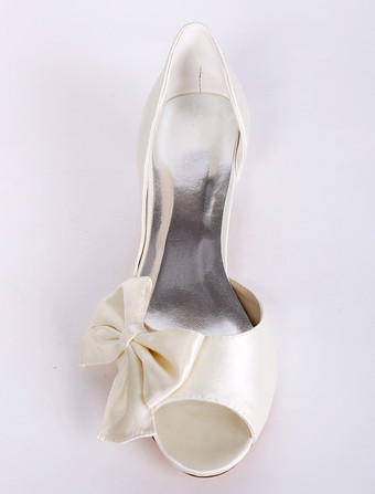 Chaussure de mariée en soie et satin avec noeud