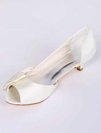Chaussure de mariée en soie et satin avec noeud