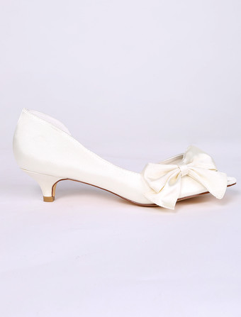 Chaussure de mariée en soie et satin avec noeud