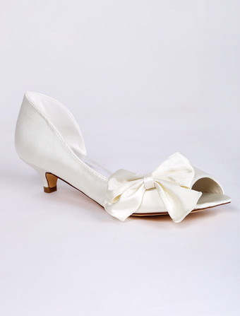 Chaussure de mariée en soie et satin avec noeud
