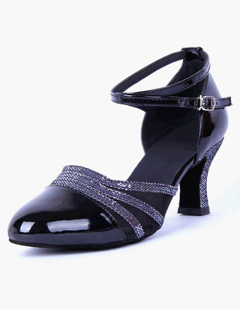 ブラック 女性ダンスシューズ　ラテンダンスシューズ　美脚　疲れにくい　社交ダンスシューズ　滑り防止　スプール　7cm　ポインテッドトゥ　