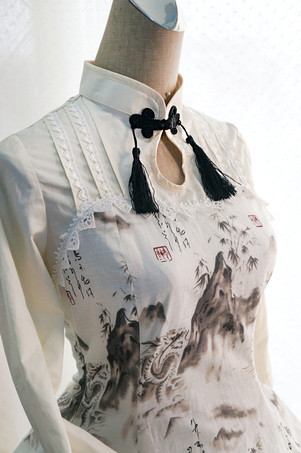 ロリータワンピース　2025　景色と竜プリントOP　ロリータワンピースワンピース　アイドル衣装