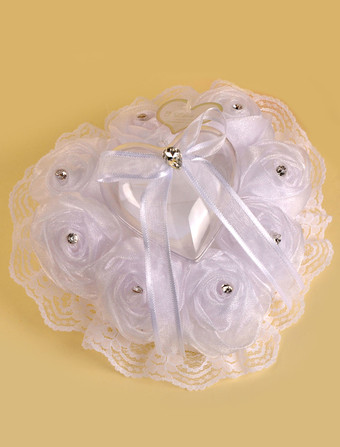 ホワイト リングピロー　ホワイト　ブライトシルクシフォン　クラシック＆トラディション　ウエディング　ウェディングパーティー　