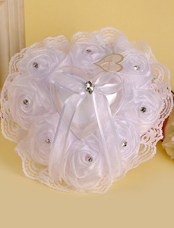 リングピロー　ホワイト　ブライトシルクシフォン　クラシック＆トラディション　ウエディング　ウェディングパーティー　