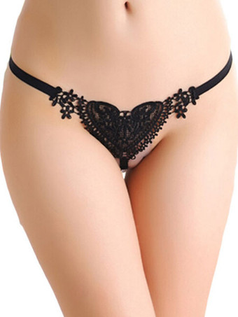 ブラック レディースショーツ　Tバック　パール　無地　レース　女性用　レース　