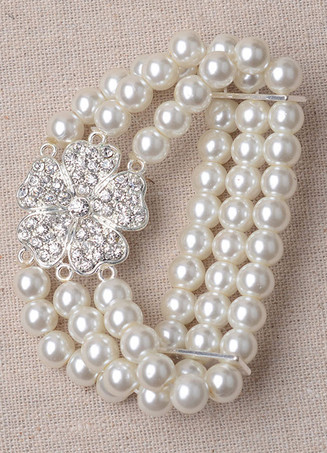 Mariage bijoux strass Set boucle d’oreille perle collier et Bracelet (boucle d’oreille : 5.3 Cm X 3 Cm X 0 5 Cm)