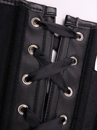 コルセット ビスチェ レースアップ ランジェリー ブラック 女性用 レザー PU シェイプアップ レディースファッション 無地 フェミニン