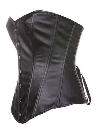 コルセット ビスチェ レースアップ ランジェリー ブラック 女性用 レザー PU シェイプアップ レディースファッション 無地 フェミニン