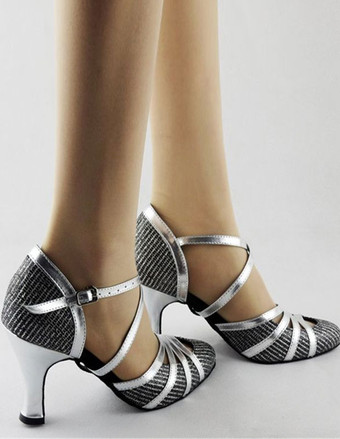 ボールルーム　ダンスシューズ　2025　ラテンダンスシューズ　女性用　クリスクロス　アーモンドトウ　ハイヒール　ダンスシューズ