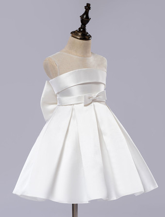 結婚式 子供ドレス フラワーガール 子供用フォーマルドレス ラウンドネック ウェディングパーティードレス チュール 格安フラワーガールドレス ノースリーブ ホワイト プリンセスライン 発表会 キッズ フォーマル ウェディング ひざ丈 ファスナー リボン