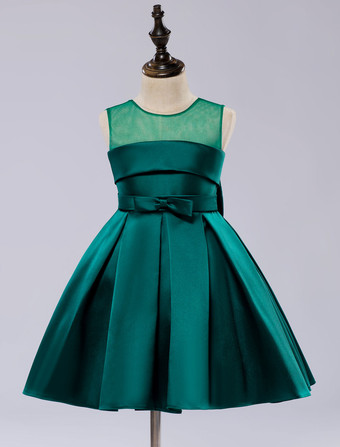 暗緑色 結婚式 子供ドレス フラワーガール 子供用フォーマルドレス ラウンドネック ウェディングパーティードレス チュール 格安フラワーガールドレス ノースリーブ ホワイト プリンセスライン 発表会 キッズ フォーマル ウェディング ひざ丈 ファスナー リボン