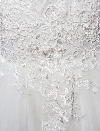 Robe cérémonie fille col rond brodée en tulle robe de fille de fleur