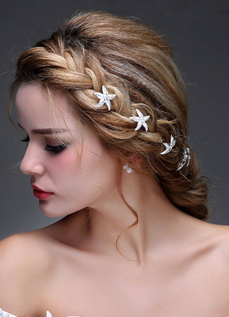 ヘアアクセサリー　シルバー　飾り　新作　合金　