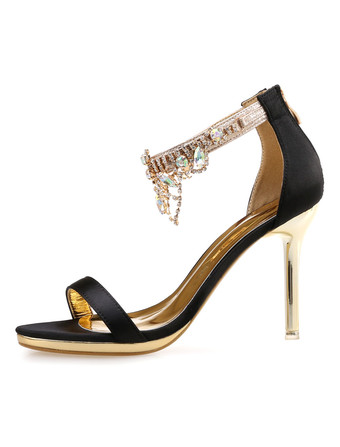 Women's Jeweled Ankle Strap Stiletto Heel Evening Sandals