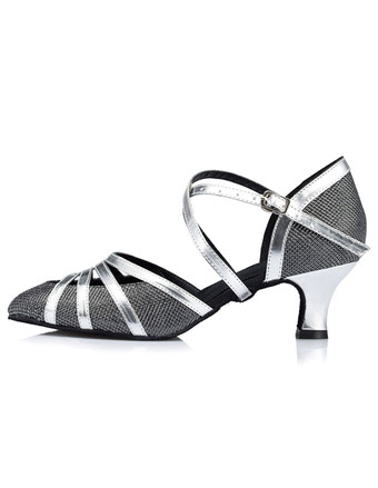 ブラック ダンスシューズ クリスクロス ハイヒール ボールルームシューズ ラテンダンスシューズ シャンパン