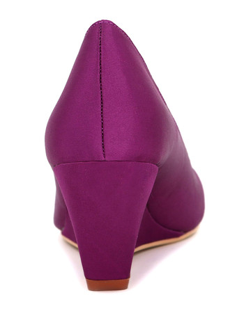 ウェディングシューズ　ウェッジソール　絹織物　無地　エレガント　シンプル　