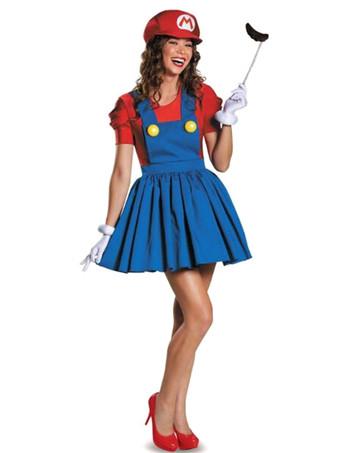Carnevale Vestito da scamiciato 2024 a due toni di Super Mario Bros -  Vestito da donna con cappello Halloween 