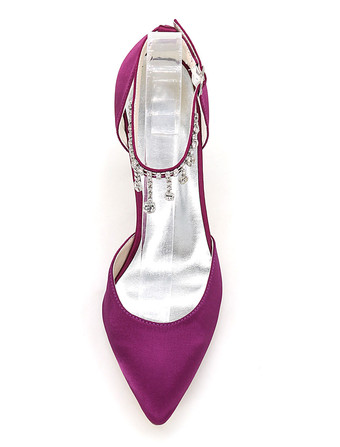 結婚式　ブライダルシューズ　ウエディング　ローヒール　パンプス 靴　パーティー　ホワイト　アイボリー　絹織物　ポインテッドトゥ　スティレットヒール　無地　ラインストーン　エレガント　