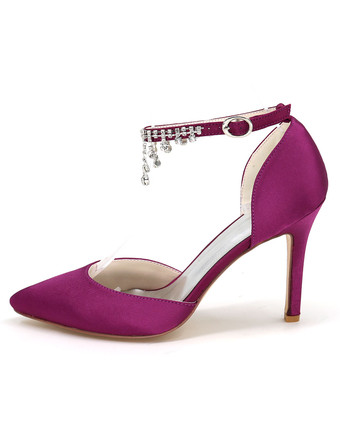 結婚式　ブライダルシューズ　ウエディング　ローヒール　パンプス 靴　パーティー　ホワイト　アイボリー　絹織物　ポインテッドトゥ　スティレットヒール　無地　ラインストーン　エレガント　