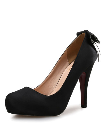 ブラック パンプス 厚底 プラットフォーム ロイヤルブルー ゴブレット ラウンドトゥ 絹織物 シューズ 10.5cm リボン 無地 パーティー キャバ イベント フォーマル 祝日 スリップオン レディース靴