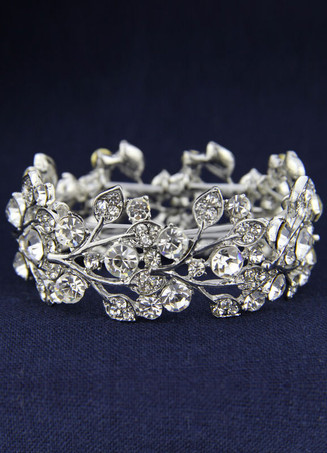 Crystal Rhinestone Floral Leaf Bracelet Bridal Jewelry