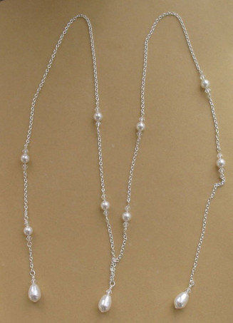 背景ネックレス ネクタイ ラリエット パール クリスタル ブライダル結婚式ネックレス