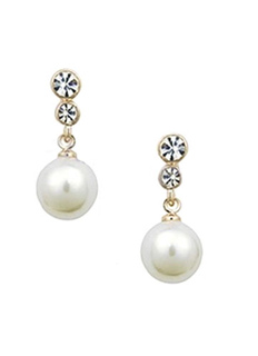 Pearl Wedding Earrings White Rhinestone Dangle Earrings Pierced Wedding Jewelry For Women