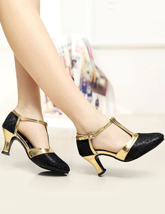 Gold Ballsaal Schuhe 2025 Glitzern Runde Zehe T Figure Vintage Schuhe Salsa Tanzen Schuhe