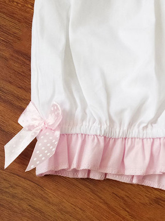 ロリィタパンツ 無地 フリル カジュアル スウィート　ピュアコットン プリーツ ウェスト