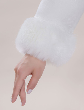 Boléro de mariée manche longue ivoire en fausse fourrure