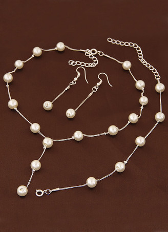 シルバー ジュエリーセット　ウエディング　エレガント　耳飾り&ブレスレット&ネックレス　ピアス　女性用　合金　