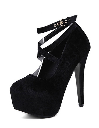 パンプス ピンヒール 厚底 プラットフォーム 13.5cm テリー織り ラウンドトゥ シューズ ライトグレー アンクルストラップ 4.5cm パーティー キャバ イベント フォーマル 無地 オフィス レディース靴