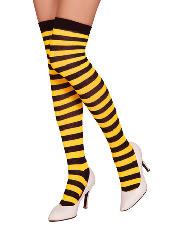 イエローホジェリー　セクシー　インドア　女性用　ストライプ　ナイロン　ストレッチ性　