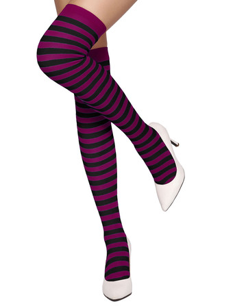 モーブ ホジェリー　セクシー　インドア　女性用　ストライプ　ナイロン　ストレッチ性　