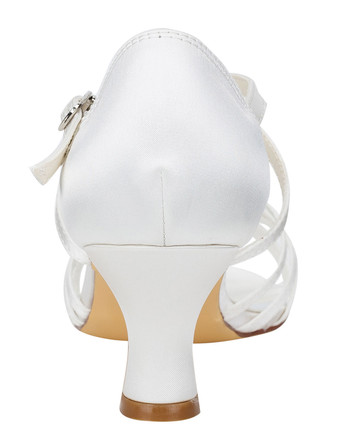 ブライダルシューズ　アイボリー　オープントゥ　フレアーヒール　6cm　無地　サンダル　クリスクロス　スウィート　ウェディングパーティー＆ウエディング　