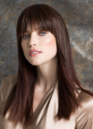 ウィッグ　ダークブラウン　ストレート　耐熱ファイバー　大人用　女性用　カジュアル　カジュアル　レイヤード　