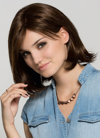 Peluca corta de fibra resistente al calor negro parduzco estilo informal de pelo liso 