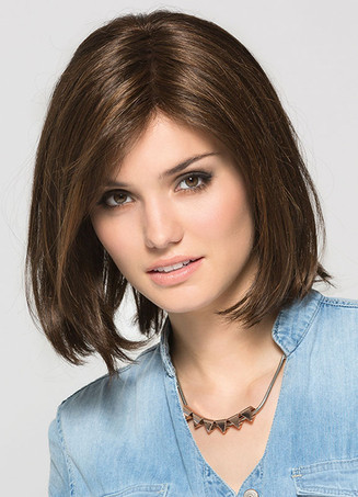 Peluca corta de fibra resistente al calor negro parduzco estilo informal de pelo liso 