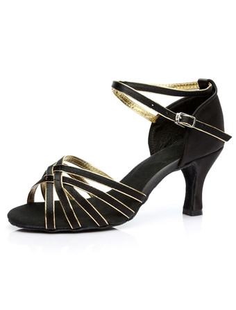 ブラックゴールドボールルーム　ダンスシューズ　2025　ラテンダンスシューズ　サテン　クリスクロス　ボールルームシューズ