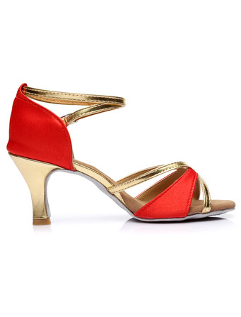 女性ダンスシューズ　ラテンダンスシューズ　美脚　疲れにくい　社交ダンスシューズ　滑り防止　ゴブレット　ピープトゥ　